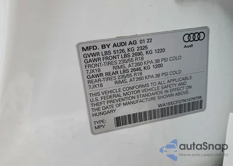 2022 Audi Q3 Premium Plus S Line 45 z USA, uszkodzony, nr VIN WA1EECF37N1079706
